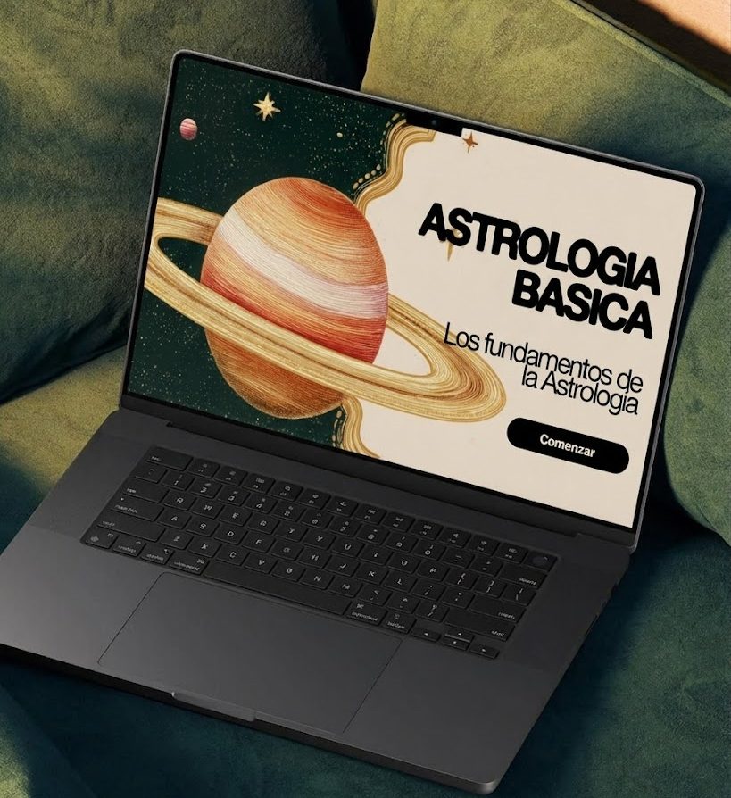 Portátil con la portada del Curso de Astrología I