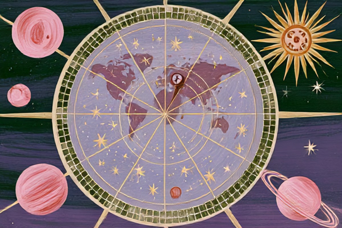 El mapa del mundo cruzado por las líneas planetarias