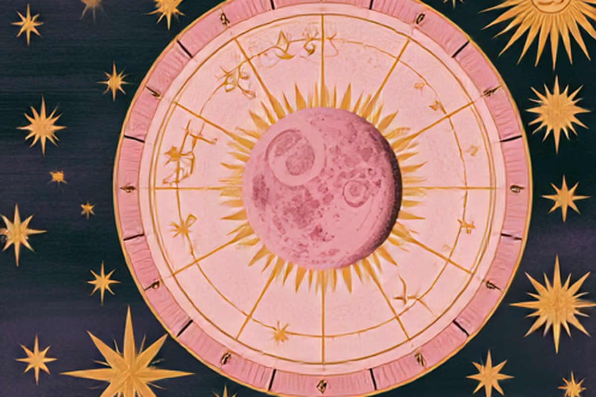 El sol y la luna dentro de la rueda del zodiaco